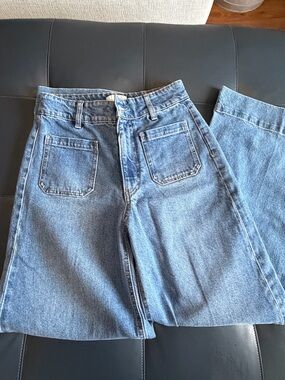 H&M Medium Blue High-Rise Denim Flare jeans